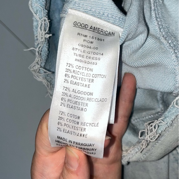 Good American Mini Tube Dress in Light Compression Denim sz Large (3 in GA Size) - Picture 8 of 13